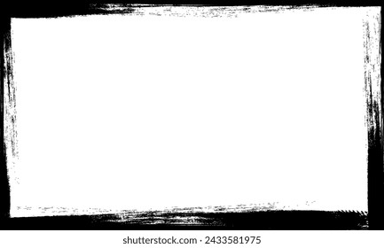 black grunge frame border background black ink stroke border vector