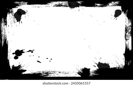 black grunge frame border with ink dropped splash splatter