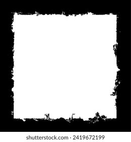 Black grunge frame with copy space. Square border with space for text.