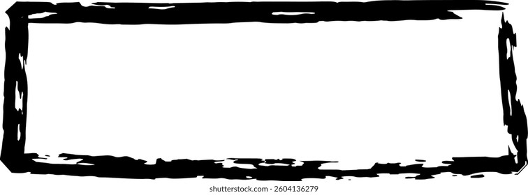Black grunge frame is drawn with thick brushstrokes, creating a bold and dramatic border around a white space, ideal for emphasizing text or visuals