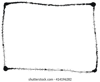 Black grunge frame isolated on the white 