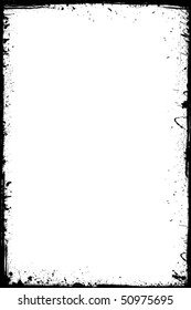 Black grunge frame isolated on the white background