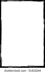 Black grunge frame isolated on white background
