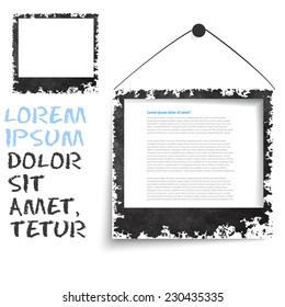 Black grunge frame on a wall vector background design. Picture frame