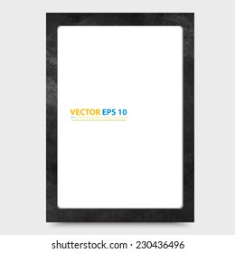 Black grunge frame on a wall vector background design. Picture frame and shadow