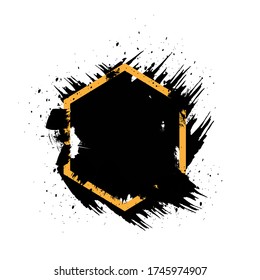 Grunge negro con vector de marco, Colección de fondo de Grunge, Elementos de pintura con spray, juego de salpicaduras negras, elementos de diseño artístico sucio, trazos de pincel de tinta, ilustración vectorial.