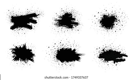 Black grunge with frame vector, Collection of Grunge background, Spray Paint Elements, Black splashes set, Dirty artistic design elements, ink brush strokes, Vector illustration.