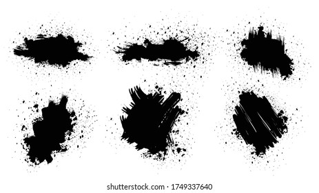 Black grunge with frame vector, Collection of Grunge background, Spray Paint Elements, Black splashes set, Dirty artistic design elements, ink brush strokes, Vector illustration.