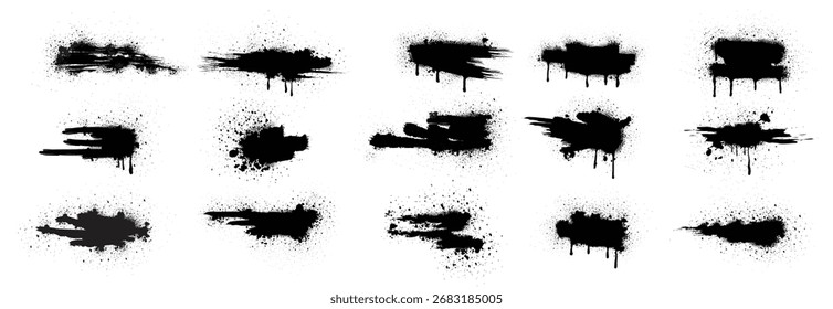 Black grunge with frame vector, Collection of Grunge background, Spray Paint Elements, Black splashes set, Dirty artistic design elements, ink brush strokes, Vector illustration.