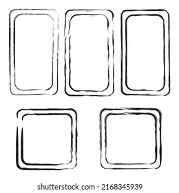 schwarze Grunge-Rahmen. Kantenrahmen. Abstrakte Textur. Vektorgrafik. Stockbild.