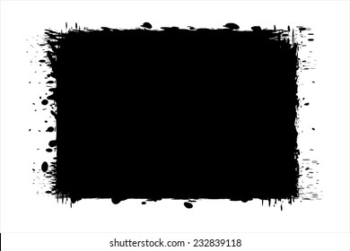 Black grunge frame.Splash elements.Vector template.