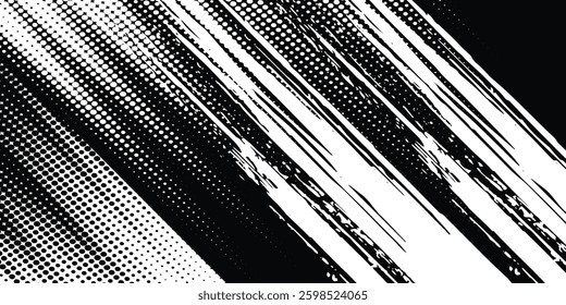 black grunge grain background, pointillism dots gradient or dotwork pattern, vector stipple effect. Grain noise halftone 