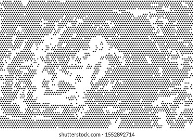 Black grunge halftone vector background in retro style on a white halftone background. Vector pattern abstract geometric art background.
