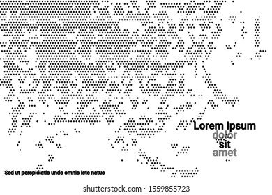 Black grunge halftone vector background in retro style on a white halftone background. Vector pattern abstract geometric art background.