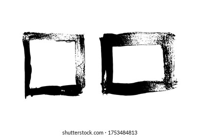 Black grunge hand drawn frames. Vector illustration