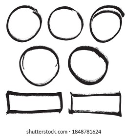 Black grunge hand drawn frames, vector
