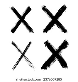 Black grunge hand drawn x sign.
