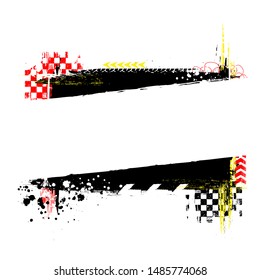 Black grunge horizontal frame with red and yellow race elements