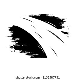 Black grunge ink blots splash with cleaning path