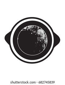 Black grunge kitchen pan. Vector illustration.