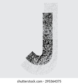 Black grunge letter J on gray background. eps10