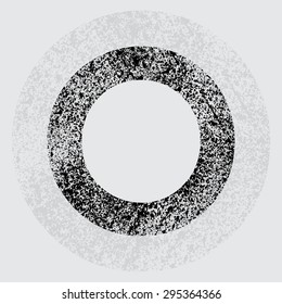 Black grunge letter O on gray background. eps10