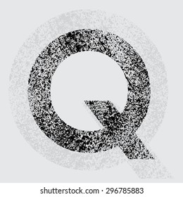 Black grunge letter Q on gray background. eps10