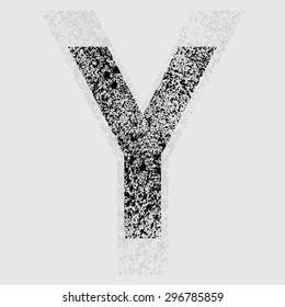 Black grunge letter Y on gray background. eps10