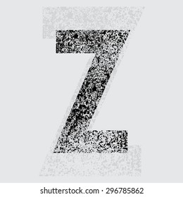 Black grunge letter Z on gray background. eps10