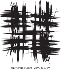 Black grunge lines create an abstract artistic design.