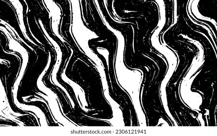Black grunge marble texture. Vector background. Waves, lines, monochrome.