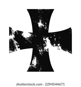 Schwarze Grunge mittelalterliche maltesische Templerkreuz. Christentum-Zeichen. Knights Templar Kreuzfahrer Symbol. Vektorgrafik