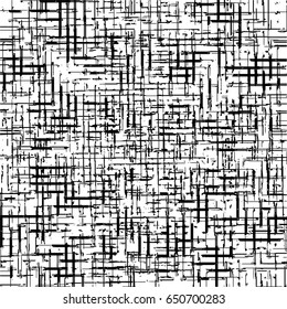 Black grunge mesh pattern. Overlaying vector seamless pattern