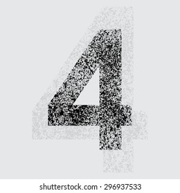 Black grunge number 4 on gray background. eps10