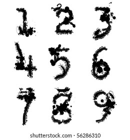 black grunge numbers