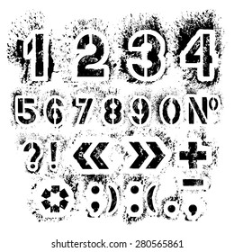 Black grunge numbers for your design