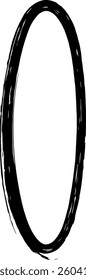 Black grunge oval frame is drawn by hand, creating a vintage and textured border, perfect for adding a unique touch to designs and projects