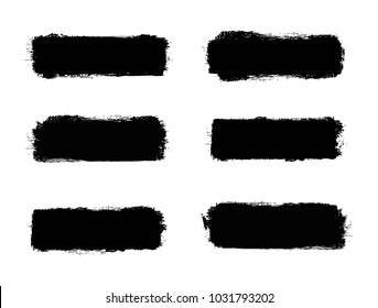  Black Grunge Paint Banners on transparent background. High resolution