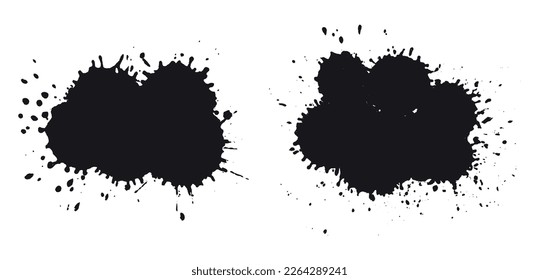 Black Grunge Paint Splashes.Vector Paint Blots.