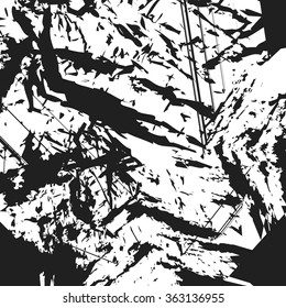 black grunge paint splattered brush stroke background and texture, vector design element