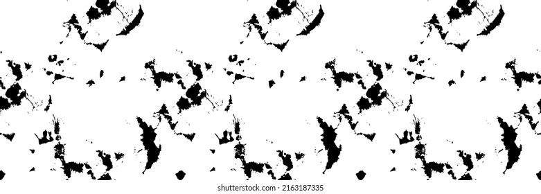 Black Grunge Pattern. Dirty Stain Ornament. Vector Ink Print. Abstract Tie Dye Repeat. Black Grunge Texture. White Grungy Pattern. Vector Rough Ink Pattern. Black Seamless Dirt. Dyed Grunge Background