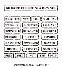 black Grunge post Stamps Collection, Insignias , Logos, Icons, Labels and Badges Set . vector distress textures.blank shapes.