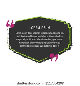 Black grunge quote box vector set on white background. Templates quote bubbles or statements or comments with space for text in a flat style.