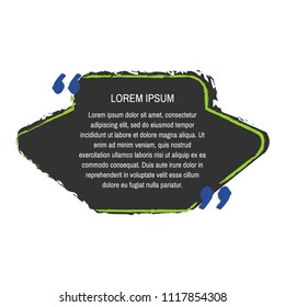 Black grunge quote box vector set on white background. Templates quote bubbles or statements or comments with space for text in a flat style.
