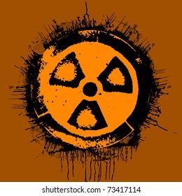 black grunge radioactivity warning sign, hazard radiation sign