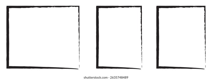 Schwarzes farbiges Rechteck, Symbolsatz. Geometrische Figur. Cartoon-Stil. Abstrakter Hintergrund. Vektorgrafik. Stockbild.