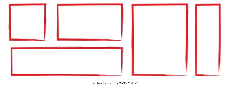 Black grunge rectangle icon set. Geometric figure. Cartoon style. Abstract background. Vector illustration. Stock image.