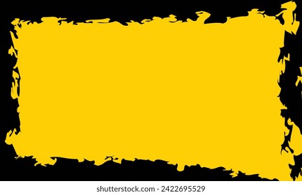 Black grunge rectangle on Yellow background. Vector illustration