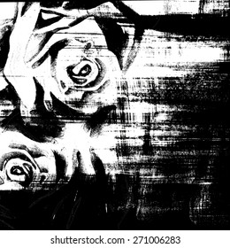 black grunge roses background