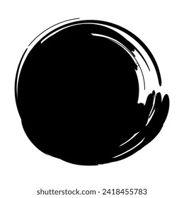 Black grunge round shape. Brush stroke frame element, frames for design. Vector isolated on white background.